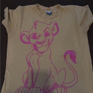 Zara Beige Tee with Pink Lion Graphic